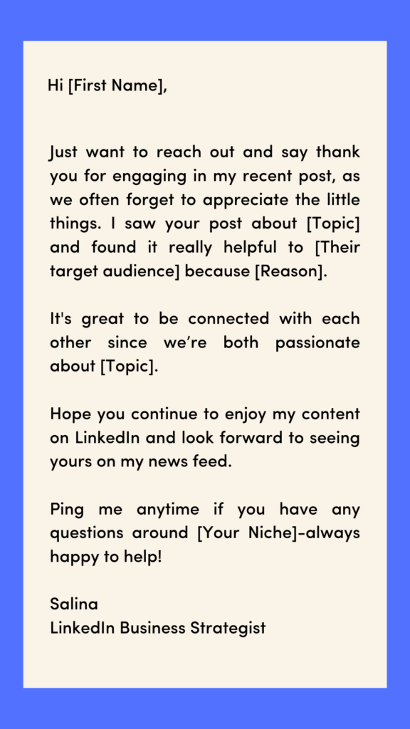 Personalized connection invite template